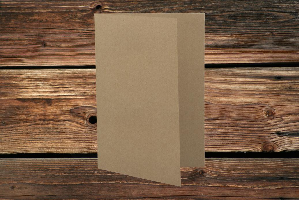 Klappkarten 105/210x150 mm hochdoppelt Recycling Kraft Naturbraun 290 g/qm